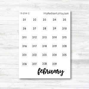 February Calendar Date Stickers (B074-2)