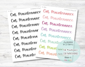 Car Maintenance Script Stickers, Car Maintenance Planner Stickers - Large (G145)