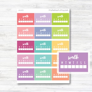 Walk Habit Tracker Sidebar Planner Stickers - Set of 15 (H013)