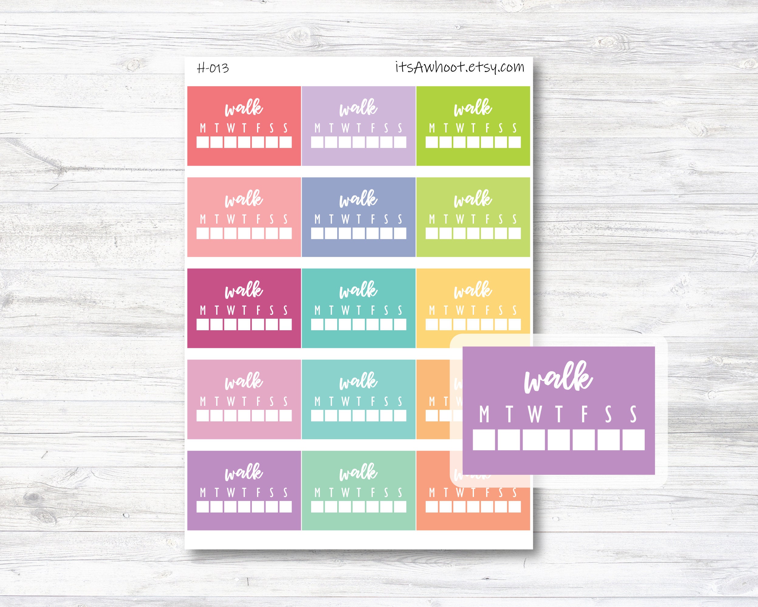 Walk Habit Tracker Sidebar Planner Stickers - Set of 15 (H013) - Etsy