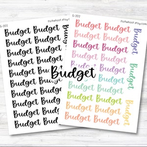 BUDGET Script Header Stickers, Budget Planner Stickers (G202)