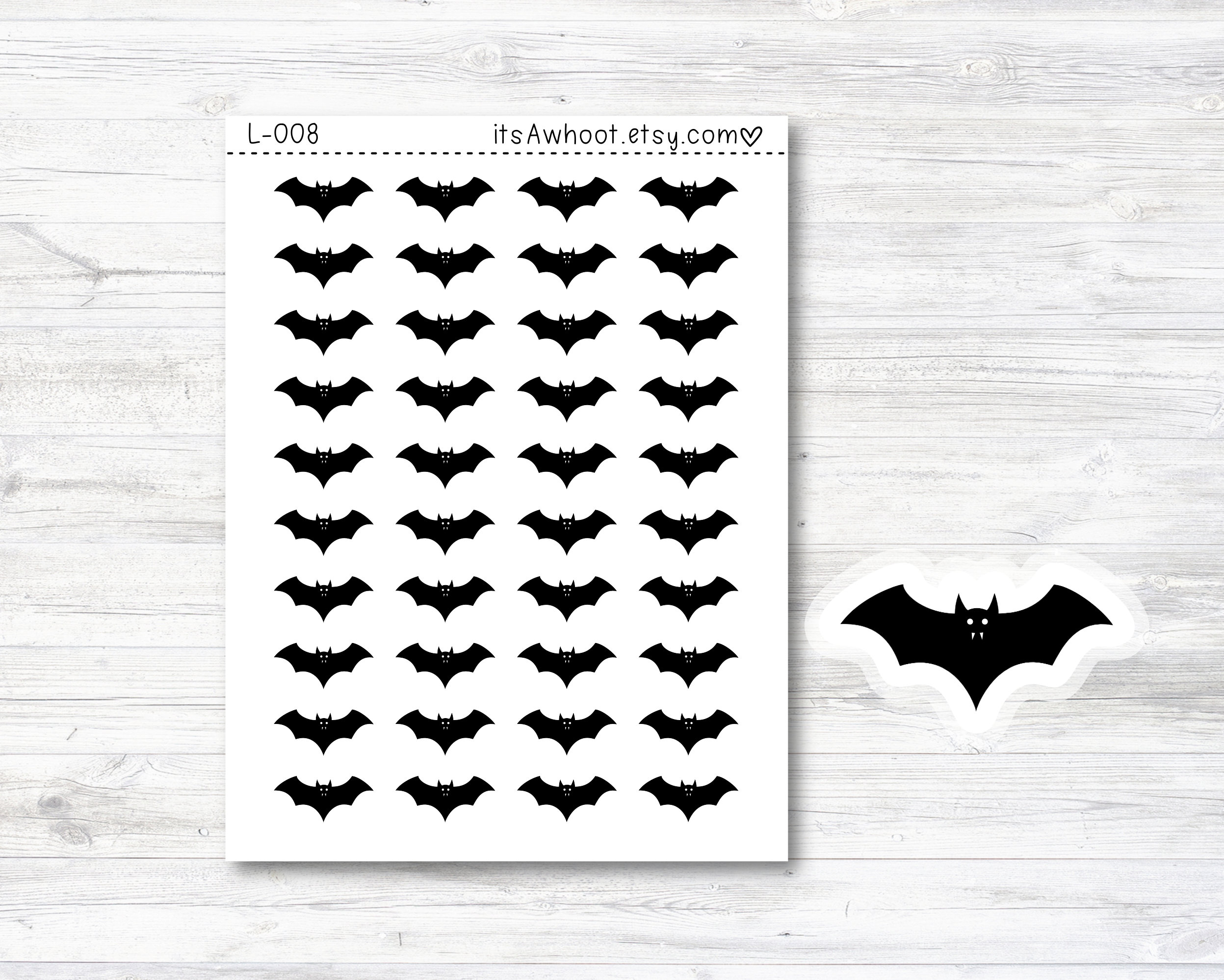 Black Bat Sticker - Etsy, image size:2495x1998