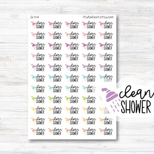 Clean Shower Script Planner Stickers, Clean Shower Reminder Stickers (G114)