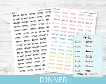 DINNER Script Planner Stickers - Multiple Fonts/Colors Available (A053)