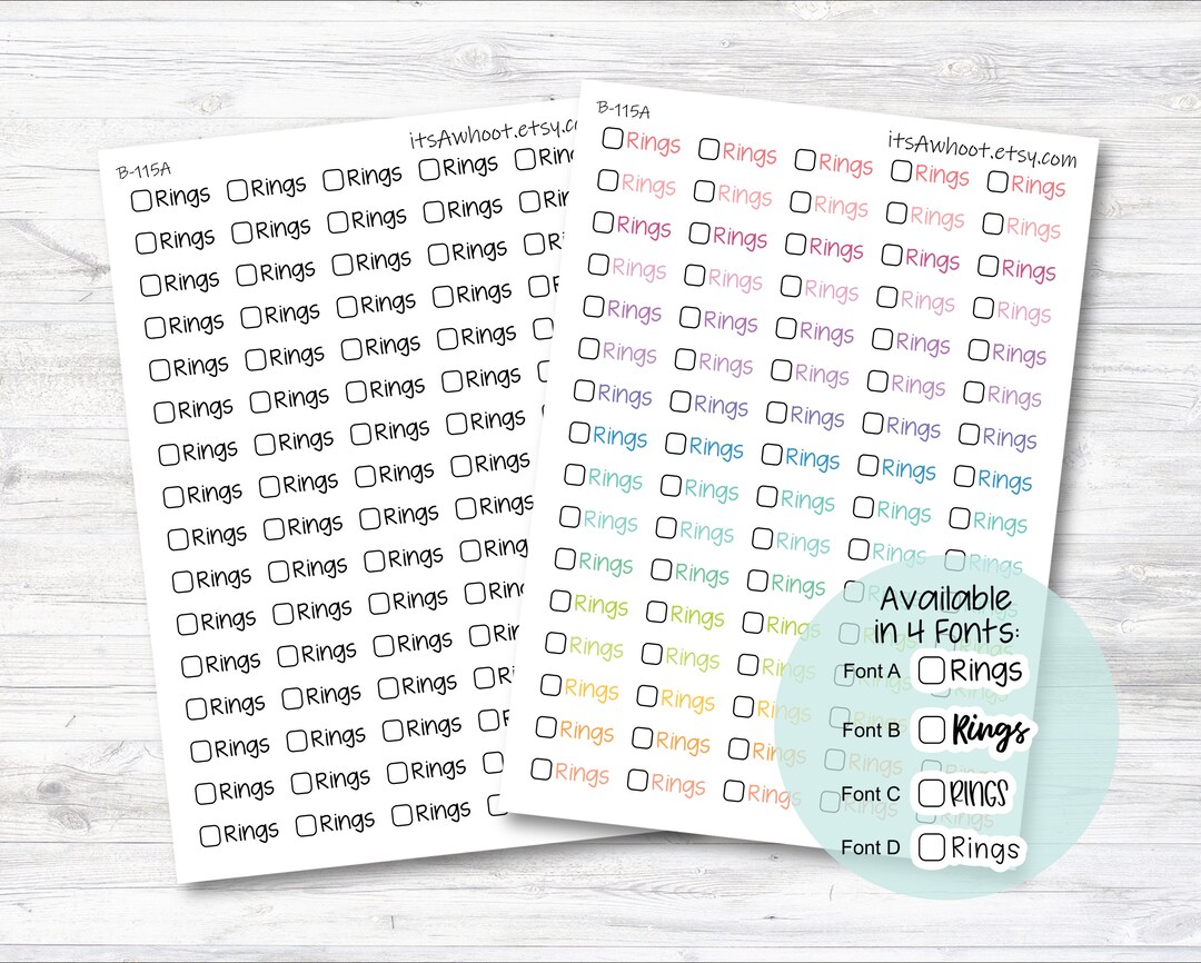 Rings With Checkbox Script Stickers, Activity Rings Planner Stickers ...
