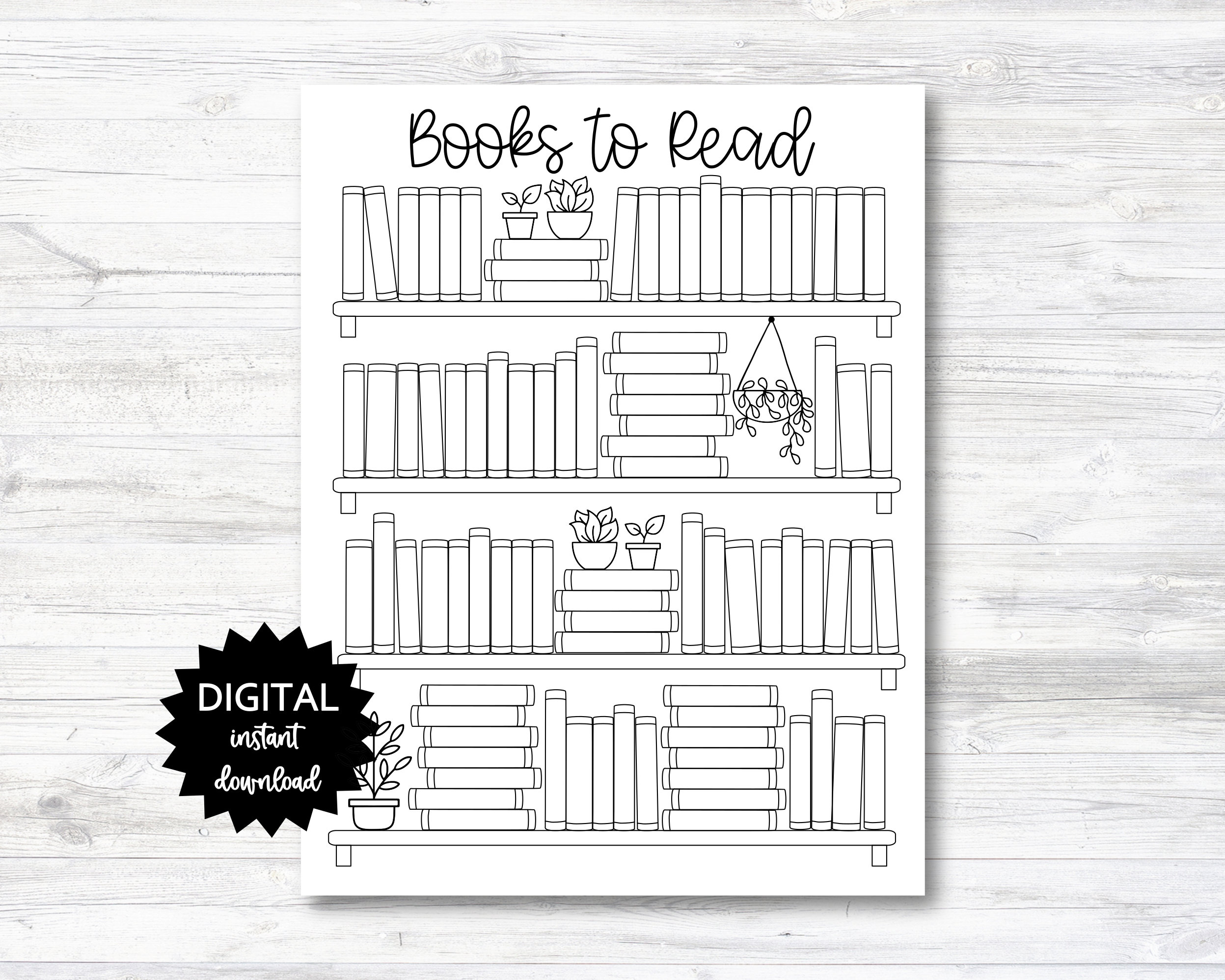 books to read printable, reading tracker, bücherregal printable