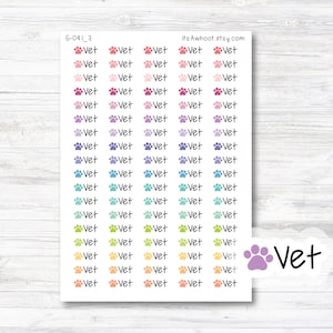 Vet Planner Stickers, Vet Paw Print Planner Stickers (G041_3)