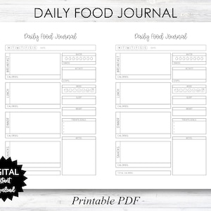 Daily Food Journal, Daily Food Journal Printable, Daily Food Journal Planner Page, Food Diary, Calorie Tracker - PRINTABLE (N047A)
