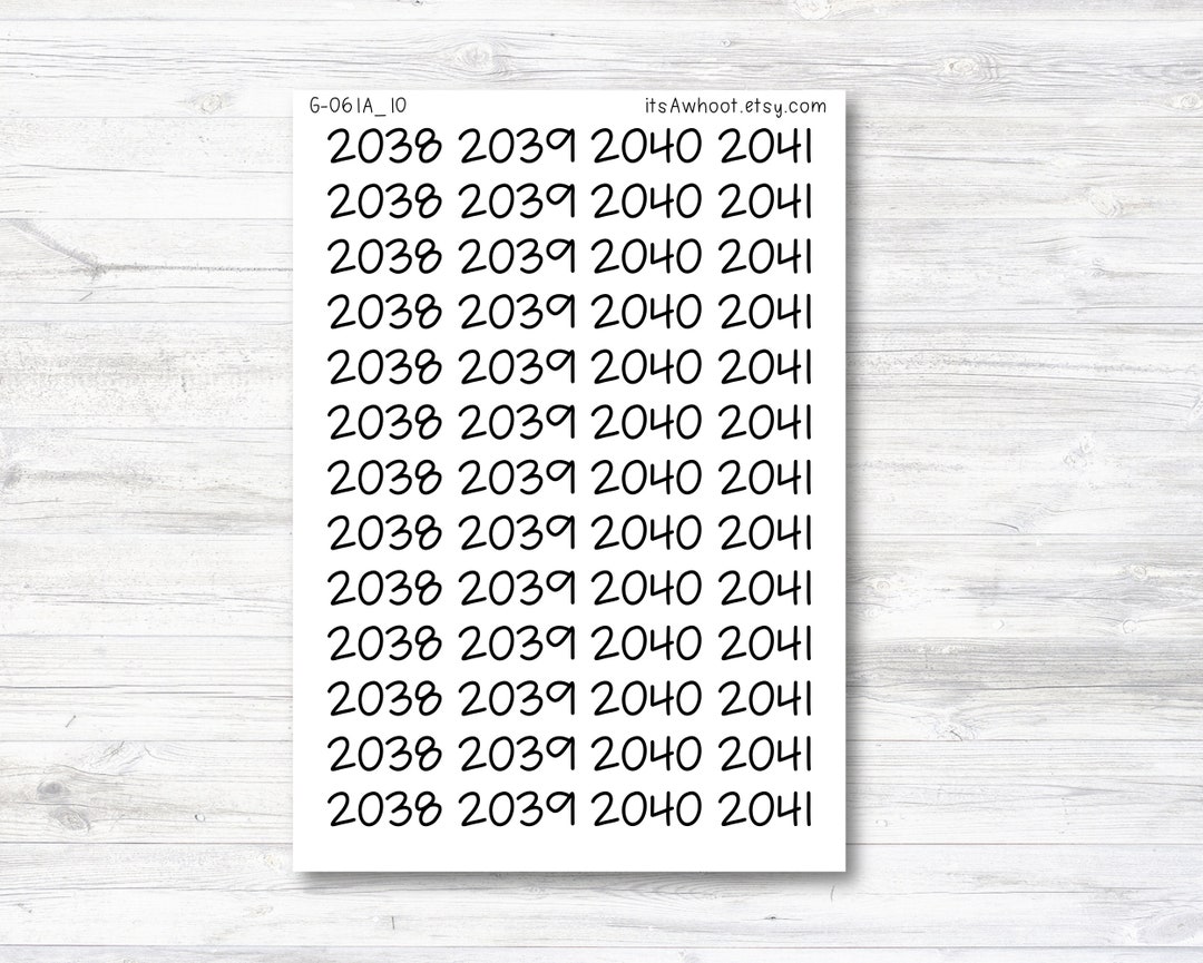 Year Script Planner Stickers - 2038-2041 / 2038, 2039, 2040, 2041 ...