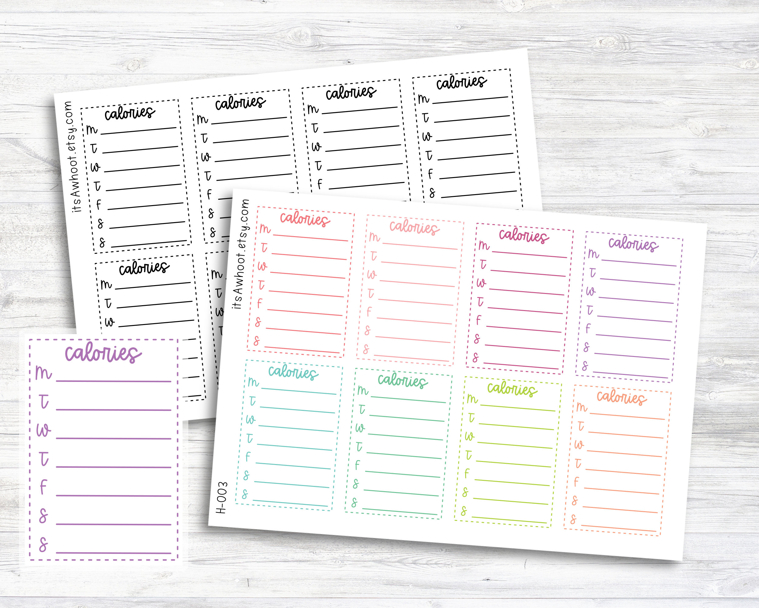 Caloreys Sticker CALORIES Sidebar Stickers, Weekly Calorie Tracking, Daily Calorie ...
