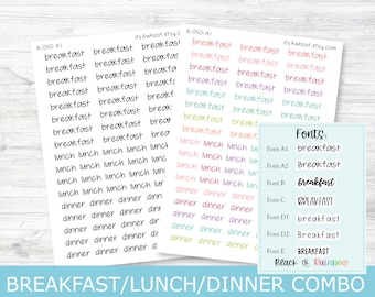 BREAKFAST / LUNCH / DINNER combo Script Planner Stickers - Multiple Fonts/Colors Available (A050)