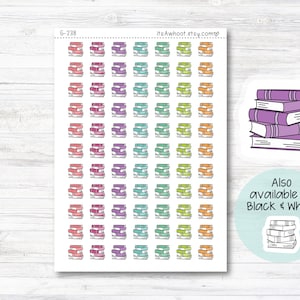 Book Stack icon Stickers, Book Stack / Read Planner Stickers, Doodle Book Stack Stickers - .5" (G238)