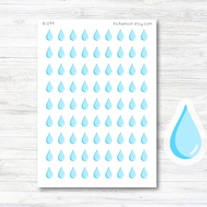 Water Droplet Stickers, Water Tracking Planner Stickers (B099)