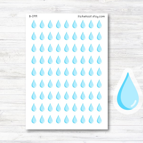 Water Droplet Stickers, Water Tracking Planner Stickers (B099)