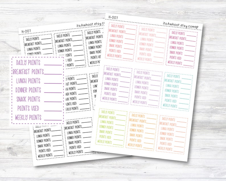Point Tracking Paper Points Tracking Stickers, Daily Points Tracking Planner Stickers (H007 ...