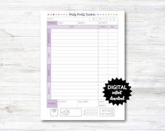 Tägliche Punkte Tracker, Tägliche Punkte Tracking druckbar, Punkt Tracker Planer Seite - PRINTABLE (N004_8)