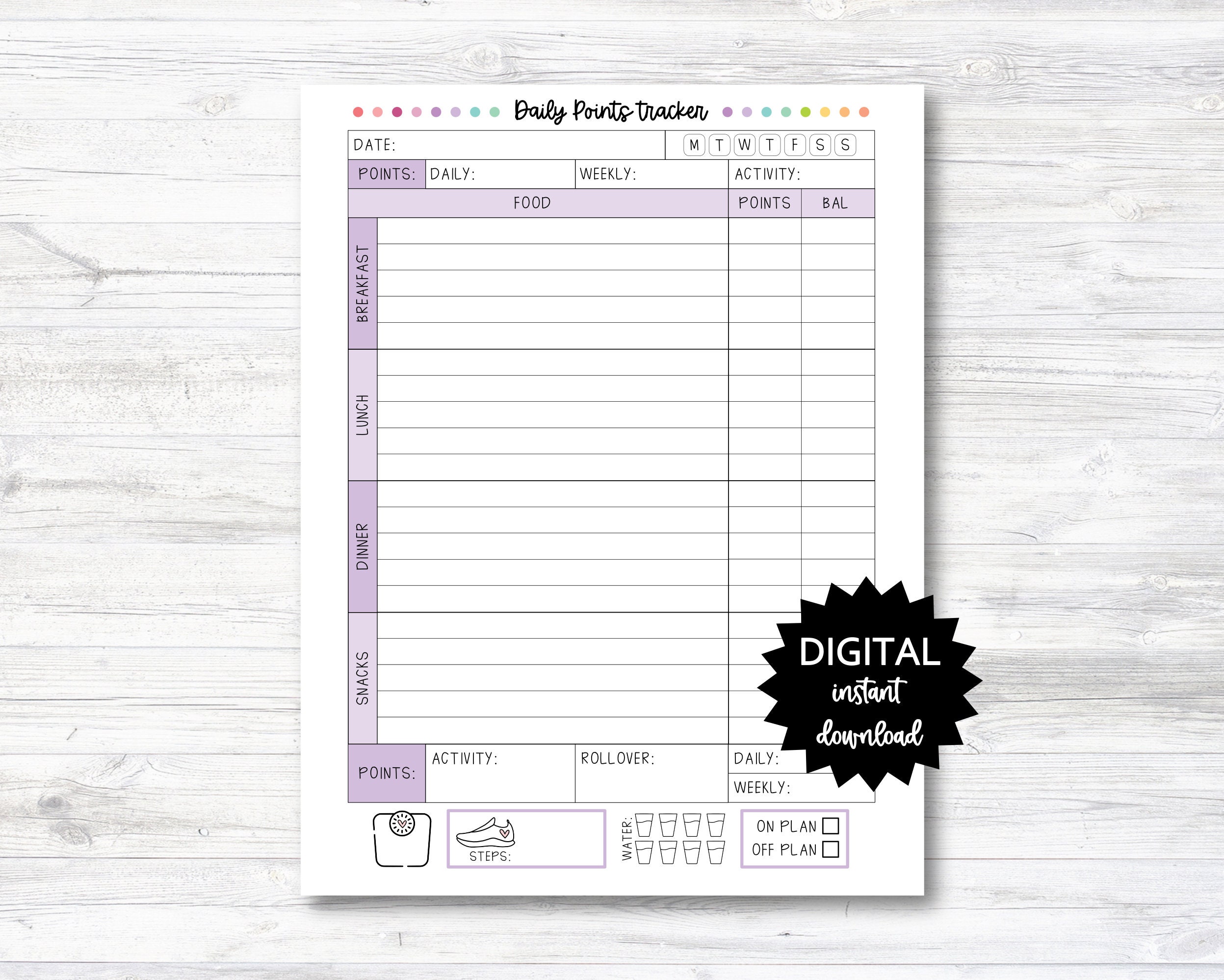 WW points Habit Tracker Weekly Full Box Planner Stickers –  CheerfulPlannerGirl
