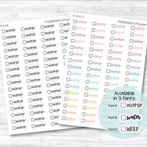 Water with Checkbox Script Stickers, Water Planner Stickers (B115)