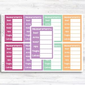 Body Measurement Sidebar Planner Stickers - Set of 8 (H026_2)