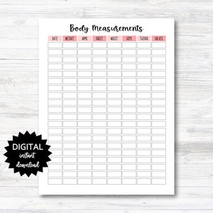 Body Measurements Chart Digital Download, Body Measurements Chart PRINTABLE (N044)