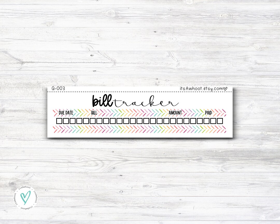 BILL TRACKER Budget Sticker Kit - 7x9 Planner (Q003) - Etsy