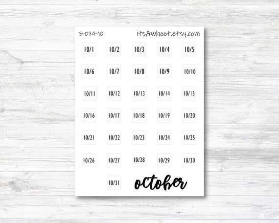 October Calendar Date Stickers (B074-10)