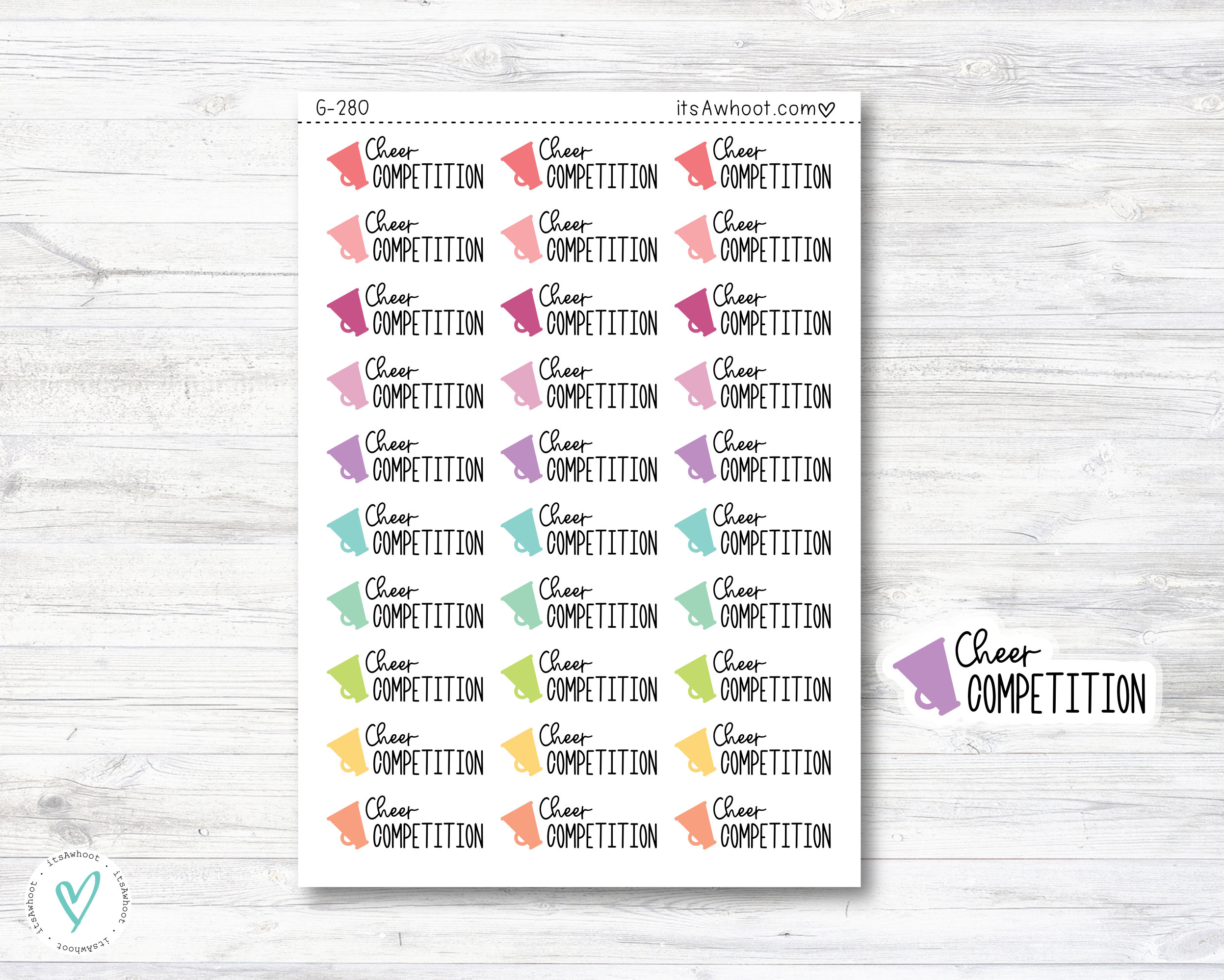 Cheer Competition Planner Stickers, Script Cheerleading Stickers (G280 ...