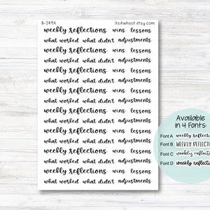 Weekly Reflections Stickers, Weekly Reflections Script Planner Stickers (B249)