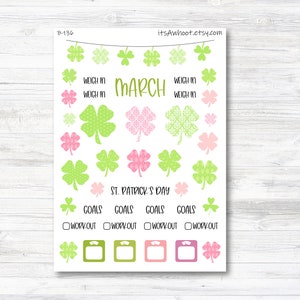 March St. Patrick's Day Stickers, Weight Loss Planner Clipart (B136-March2)