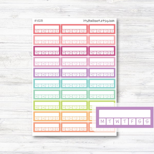 Fillable Habit Tracker, Sidebar Habit Tracker - SUNDAY or MONDAY START - Set of 30 (H028)