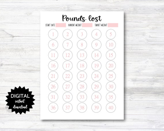 Pounds Lost Printable 40 Pounds Lost Tracker 40 Lbs Lost Etsy Pounds Lost Printable 40 Pounds Lost Tracker 40 Lbs Lost Etsy