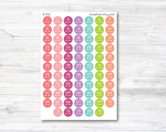 Weight Loss Milestone Stickers, Lbs. Lost Stickers, Pounds Lost Stickers - 1-75 Lbs Lost - Small .5&quot;  (B250)