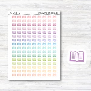 Planner Stickers Livre/Lire, Stickers Icône Livre/Lire - Mini 0,25" de haut - PETITE FEUILLE DECO (G058_2)
