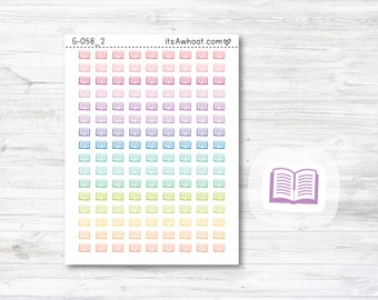 Book / Read Planner Stickers, Book / Read icon Stickers - Mini .25" Tall - SMALL DECO SHEET (G058_2)