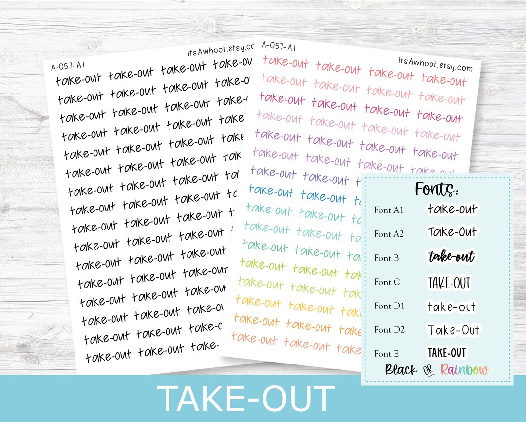 TAKE-OUT Script Planner Stickers - Multiple Fonts/colors Available ...