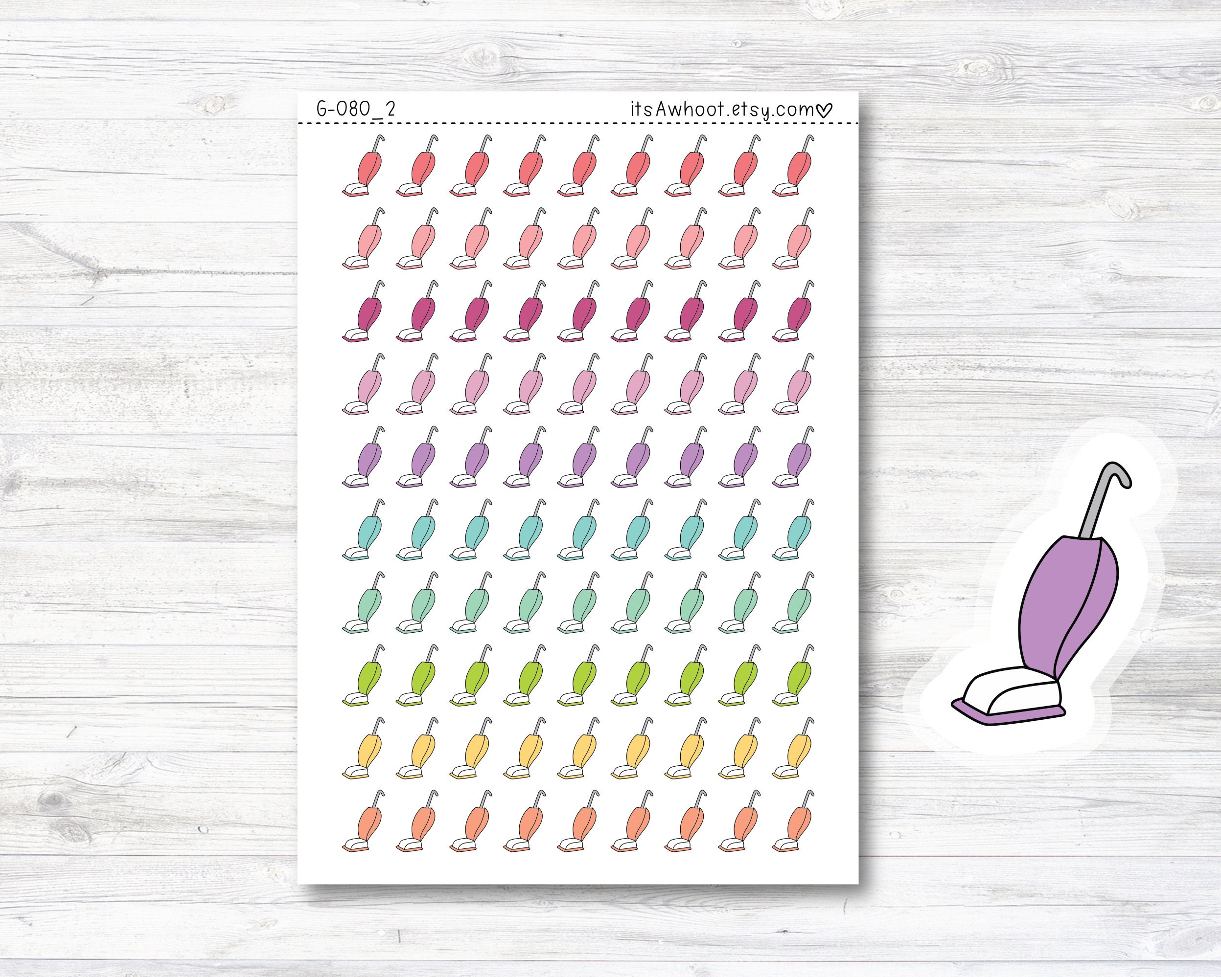 Vacuum Doodle Icon Planner Stickers  (G080_2)