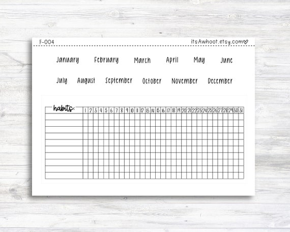 Monthly Habit Tracker Dashboard Sticker - 7x9 Planner (F004)