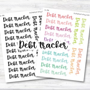 DEBT TRACKER Script Header Stickers, Debt Tracker Planner Stickers (G194)