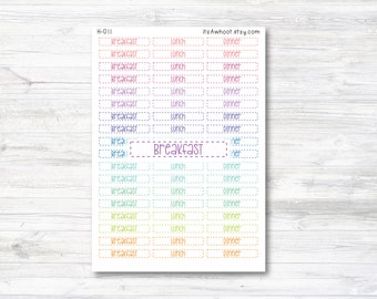 BREAKFAST, LUNCH, DINNER Header Label Stickers - Breakfast, Lunch, and Dinner Dash Box Planner Stickers (H011)