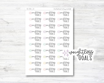 Weightloss Goals Script Stickers, Weightloss Goals Planner Stickers, Weightloss Goals with Icon Stickers (B230_31)