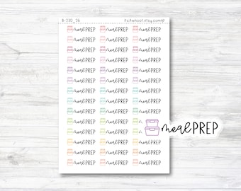 Meal Prep Script Stickers, Meal Prep Planner Stickers, Meal Prep with Food Containers Icon Stickers (B230_26)