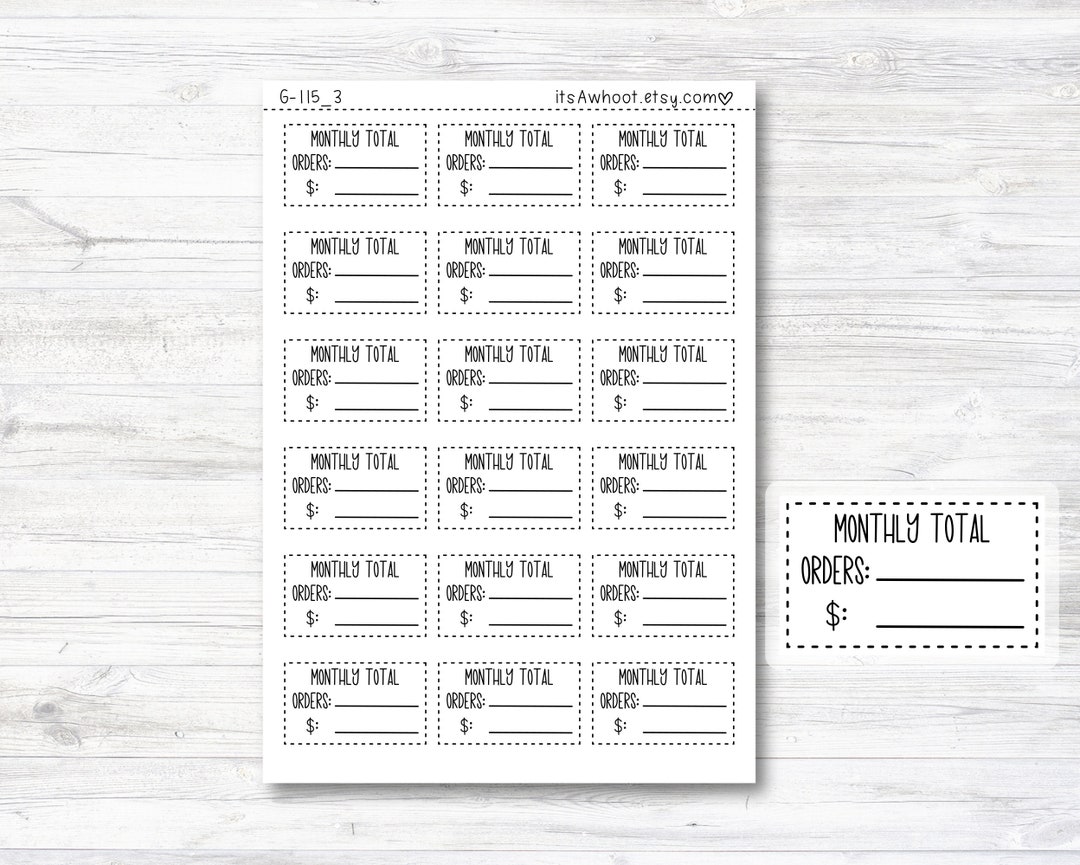 Monthly Order Tracking Stickers - Dash Box (G115_3) - Etsy