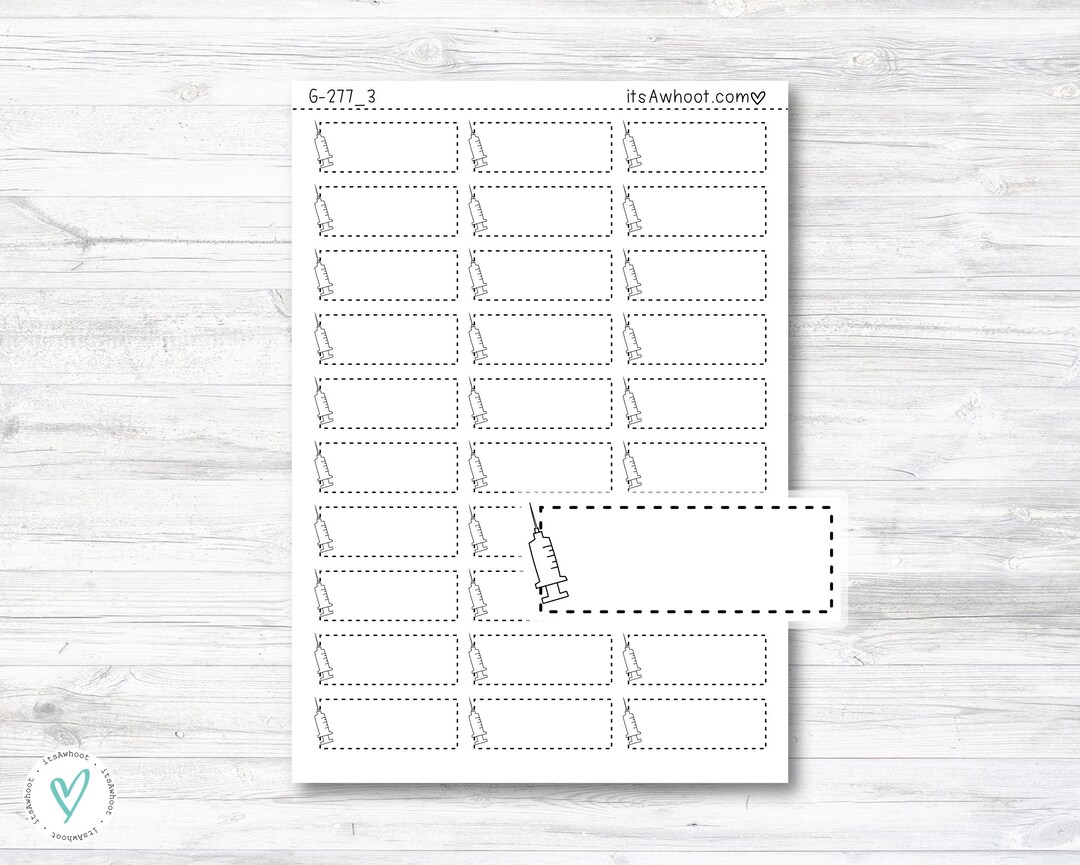 Shot / Syringe Box Labels Doodle Planner Stickers (G277_3) - Etsy