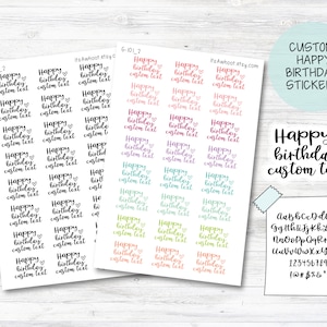 Personalized Happy Birthday Planner Stickers with Your Custom Text (G101_2)