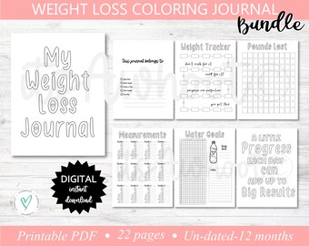 Abnehmen Malbuch / Weight Loss Journal - 22 Seiten - PRINTABLE