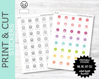 Mood Tracker PRINT & CUT Planner Stickers (B113PC)