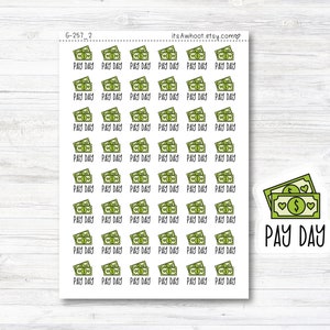 Pay Day Stickers, Pay Day with Money Icon Planner Stickers, Doodle Pay Day Stickers (G257_2)