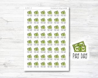 Pay Day Stickers, Pay Day with Money Icon Planner Stickers, Doodle Pay Day Stickers (G257_2)