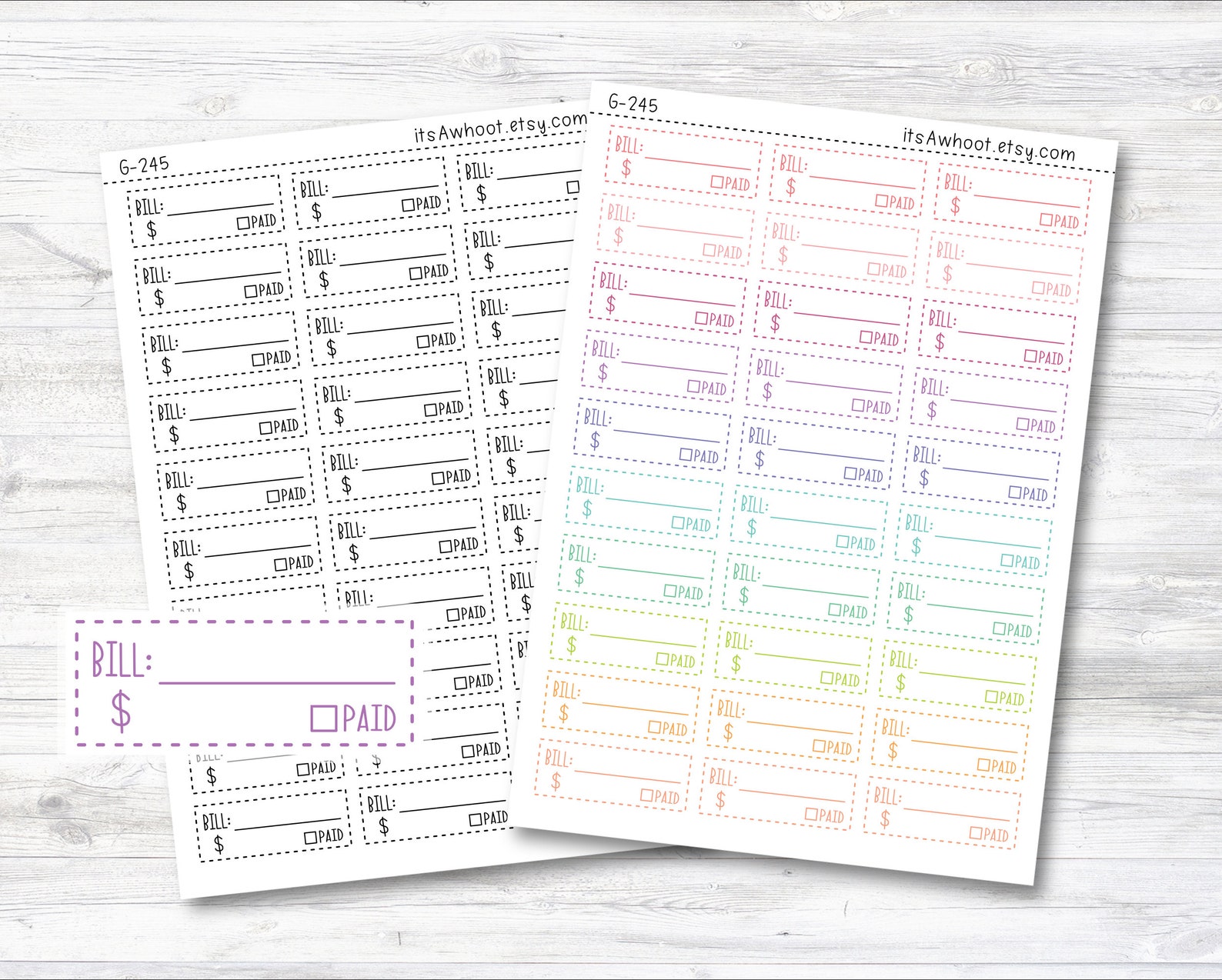 Payed Sticker Bill Due Planner Stickers, Bills Due, Bills Paid Stickers, Bill Amount ...