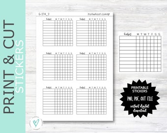 Wöchentlicher Habit Tracker Planner Stickers PRINT & CUT Planner Stickers (G274_2PC)